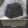 ASCIUGAMANI 100% COTONE - SET 6 PEZZI ANTRACITE - immagine 4