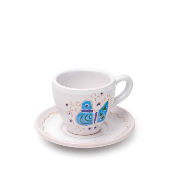 Tazzina caffe ceramica con piattino PAVONCELLA SARDA