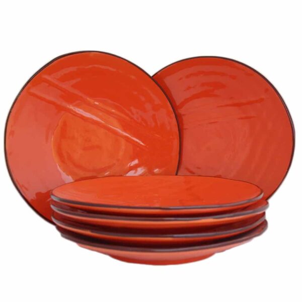 Piatto PIANO ceramica ARANCIO - IMPERFETTI - Set 6 Pezzi