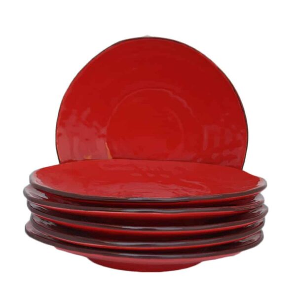 Piatto PIANO ceramica ROSSO - IMPERFETTI - Set 6 Pezzi