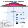 TORNADO - Ombrellone Antivento Anti UV - Poliestere e Alluminio - Diametro 220 cm - immagine 4