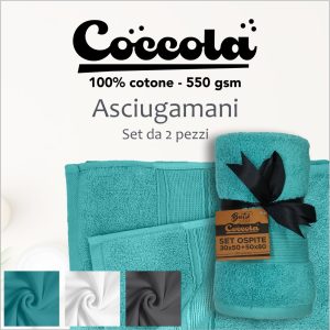 Asciugamano Bagno Set 2 pezzi – 100% Cotone 550 gsm - Linea Coccola