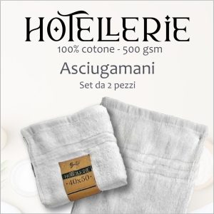 Set 2 pezzi Asciugamano Bagno - 100% Cotone da 500 gsm – Linea Hotellerie - Qualità professionale per ogni giorno