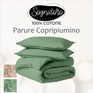 Parure copripiumino con federe - 100% Cotone pregiato - Linea Sogni D'oro - Disponibile in diverse fantasie e colori.