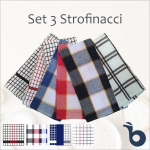 Set 3 Strofinacci da cucina – 80% cotone 20% poliestere - diverse fantasie e colori