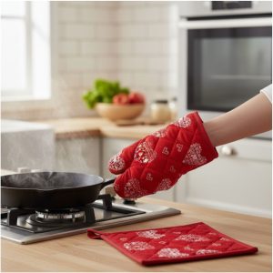 Set Guanto+Presina di Natale - 100% Cotone - Diverse fantasie e colori - Natale - CUORI