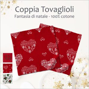 Set 2 tovaglioli natalizi - 100% Cotone – Diverse fantasie e colori