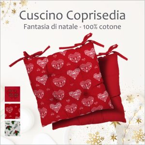 Cuscino Coprisedia di Natale - 100% Cotone – Diverse fantasie e colori