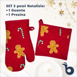 Set Guanto+Presina di Natale - 100% Cotone - Diverse fantasie e colori - Natale - GINGERMAN
