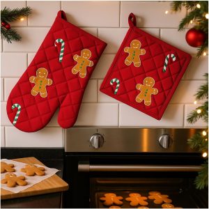 Set Guanto+Presina di Natale - 100% Cotone - Diverse fantasie e colori - Natale - GINGERMAN