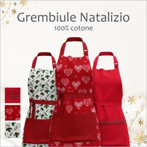 Grembiule Natalizio - 100% Cotone - Diverse fantasie e colori